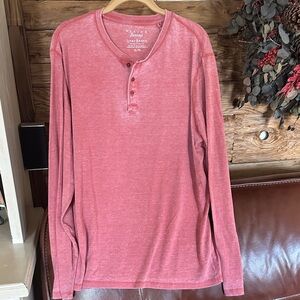 Lucky Brand Men's Long Sleeve Red Henley